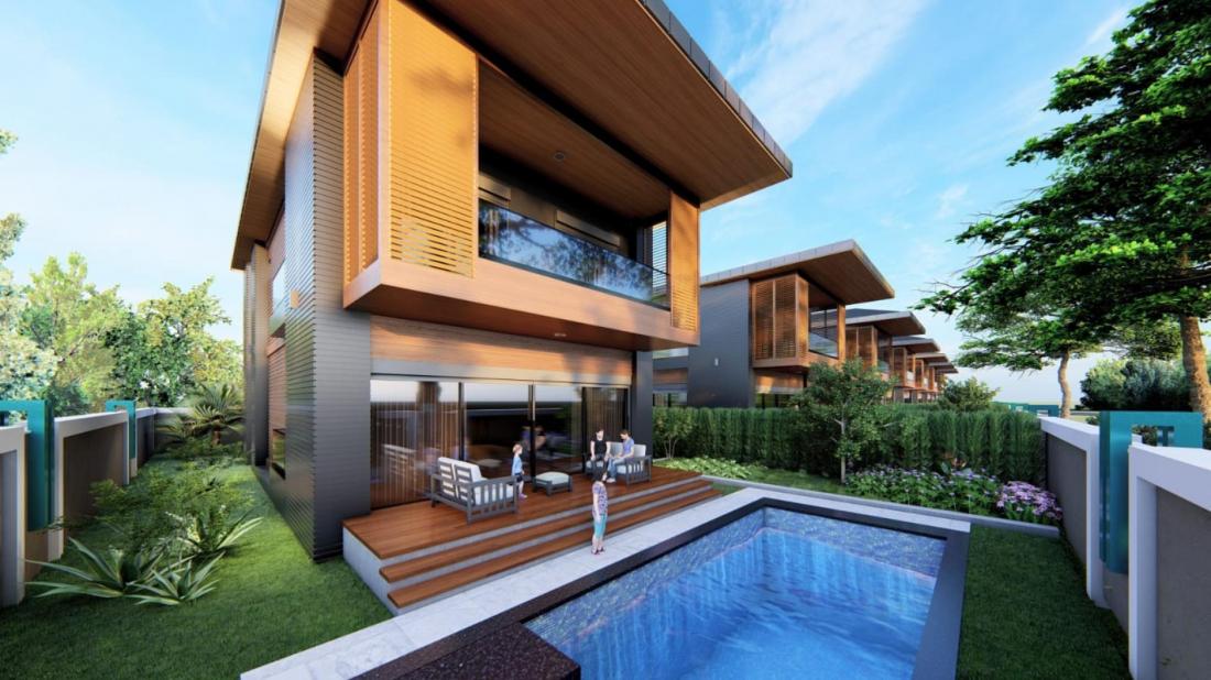 Villas under construction for sale in Antalya within riverlife complex