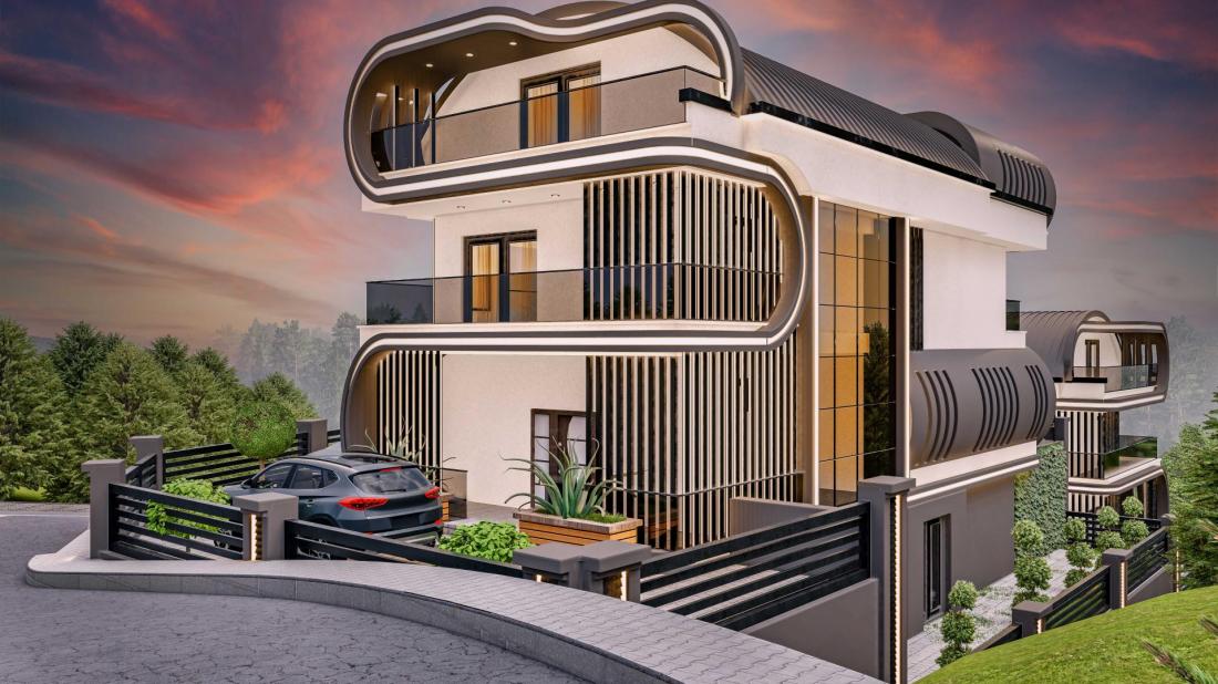 Luxury villas for sale in Alanya in the Skyfall complex