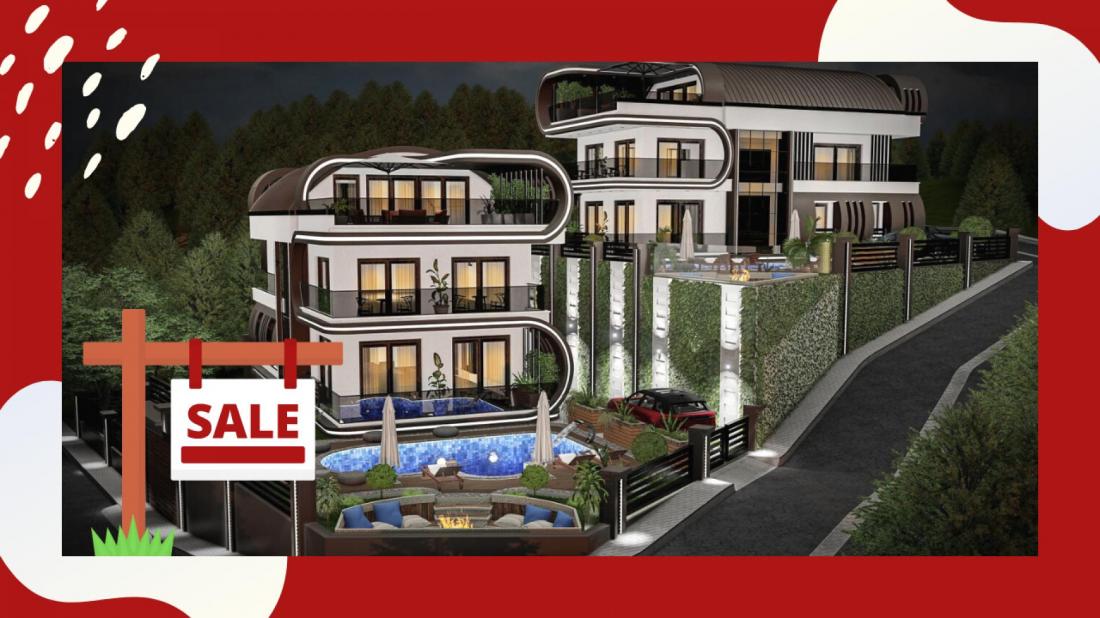 Luxury villas for sale in Alanya in the Skyfall complex