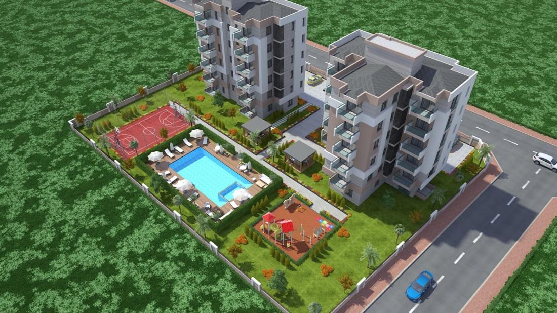 Apartments for sale in installments for 5 years in Antalya Altintas within the (Golden Stone) complex