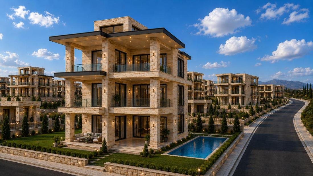 تصور الفيلا بعد الاكساء
