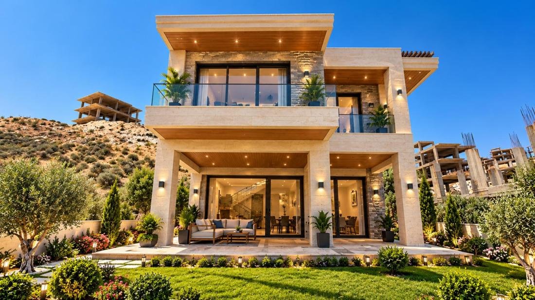 Visualization of the luxury villa after exterior finishing in Island D at Sheikh Zayed Villas Complex, Rural Damascus