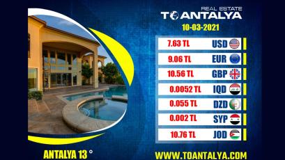 اسعار العملات مقابل الليرة التركية ليوم الاربعاء 10-03-2021