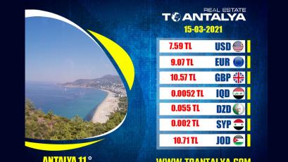 15-03-2021 Pazartesi günü için Türk lirası karşısında döviz fiyatları