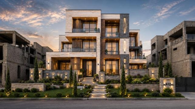 تصور الفيلا بعد الاكساء
