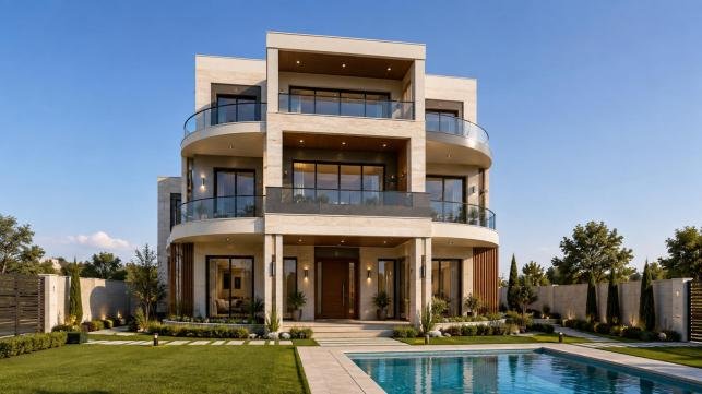 Kaplama sonrası villa görselleştirmesi